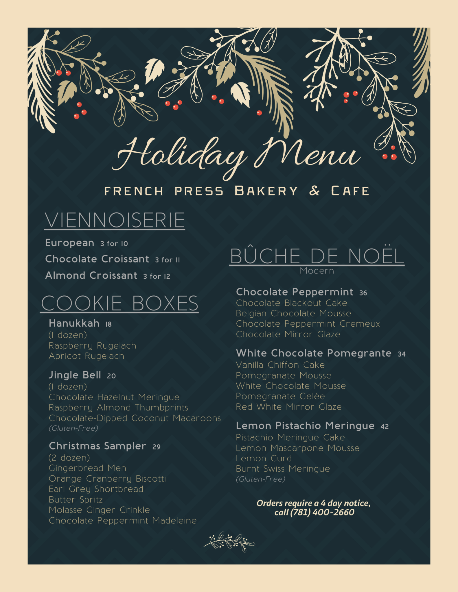 Christmas Menu - French Press Bakery &amp; Cafe